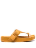 LOEWE logo-plaque leather flip flops - Yellow