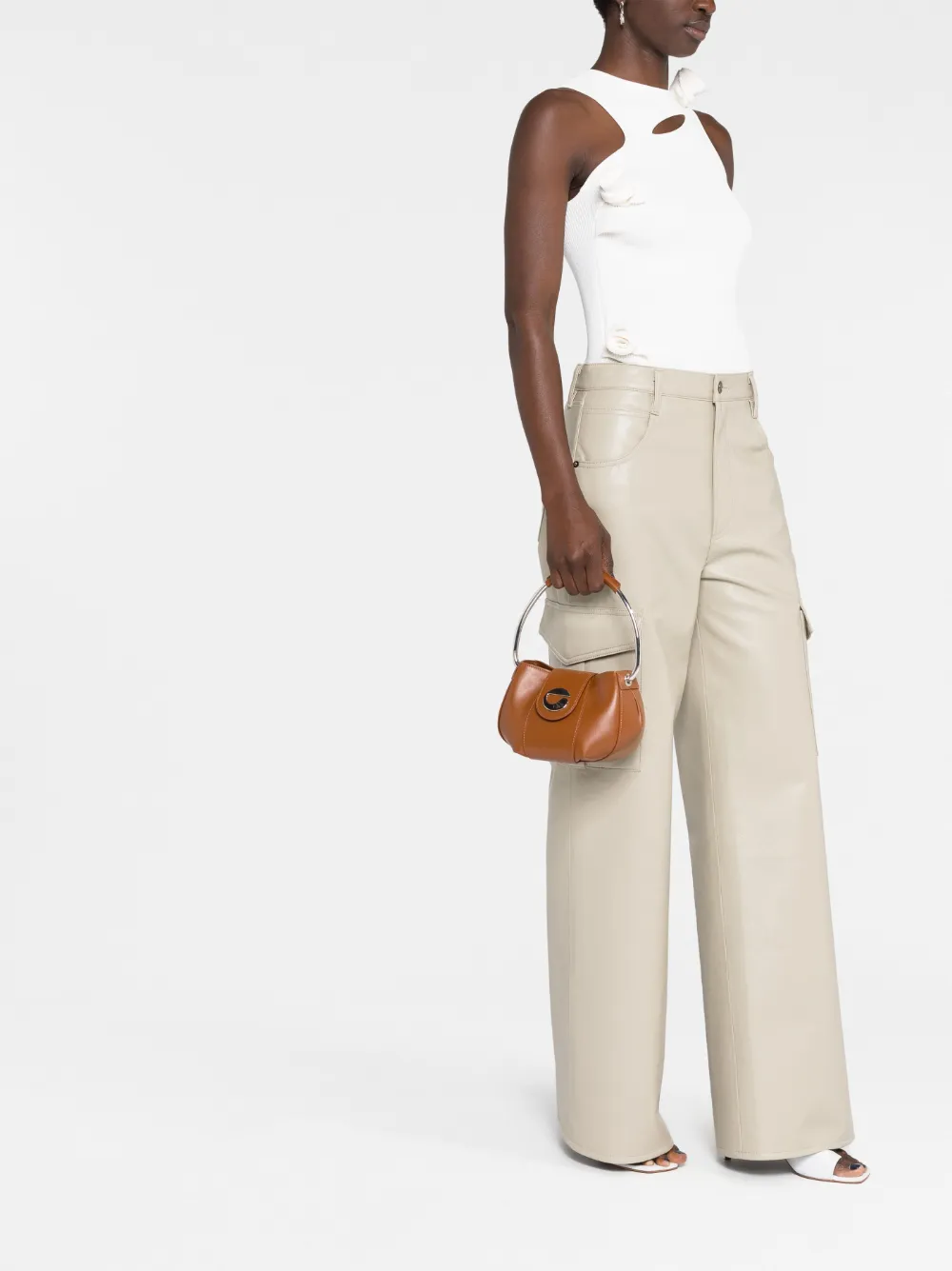 Coperni Ring Pouch leather tote bag - Bruin