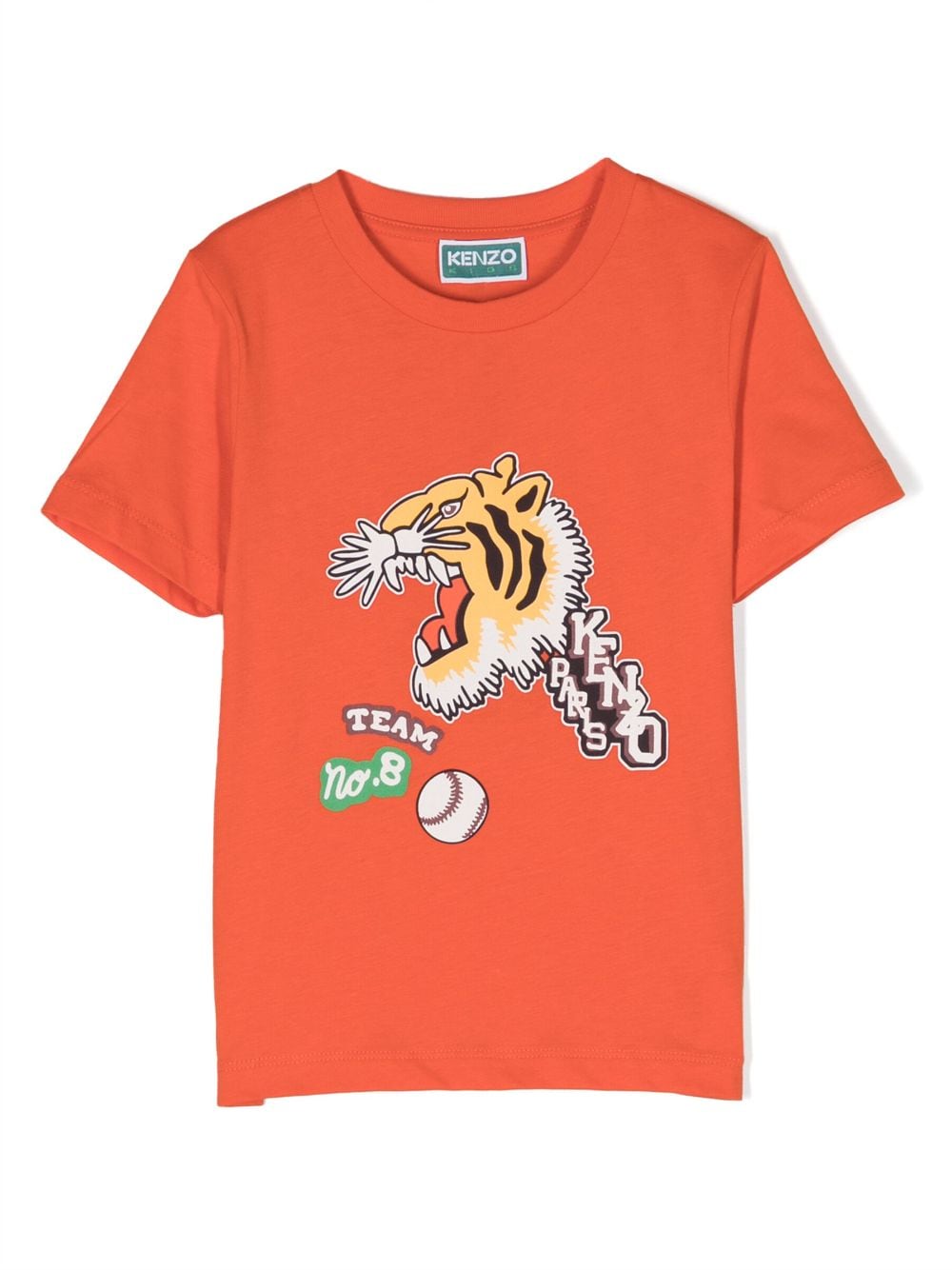 Kenzo Kids tiger-print organic-cotton T-shirt - Orange
