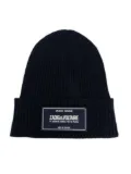 Zadig & Voltaire Kids embroidered-logo beanie hat - Blue