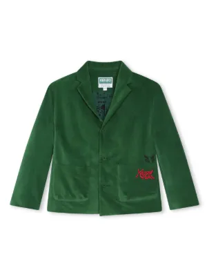 Kenzo Kids logo embroidered Velvet Jacket Farfetch