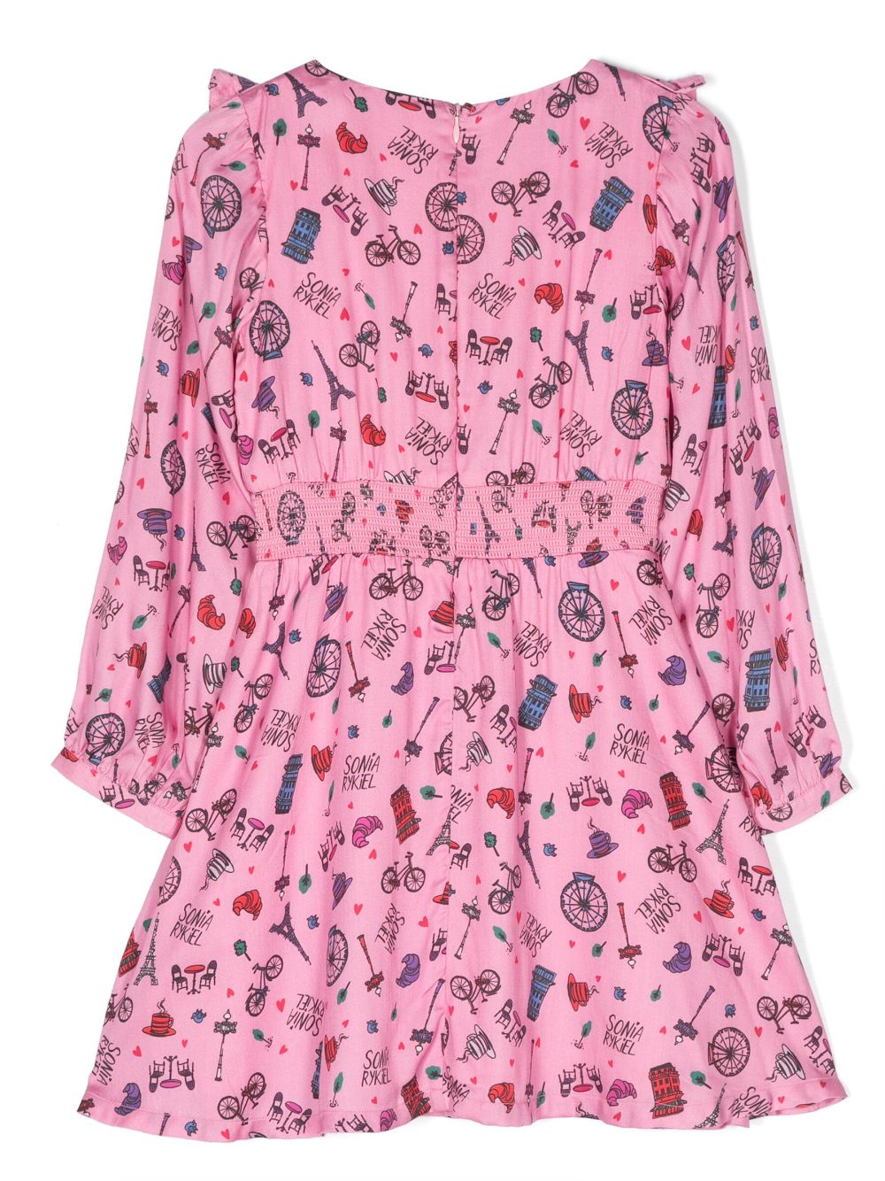Shop Sonia Rykiel Enfant Ruffled Graphic-print Flared Dress In Pink