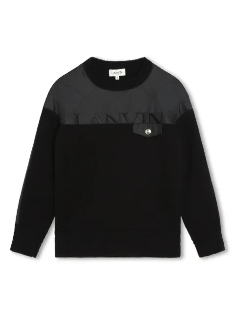 Lanvin Enfant logo-embroidered panelled pullover