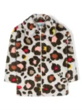 Kenzo Kids logo-embroidered faux-fur coat - Grey