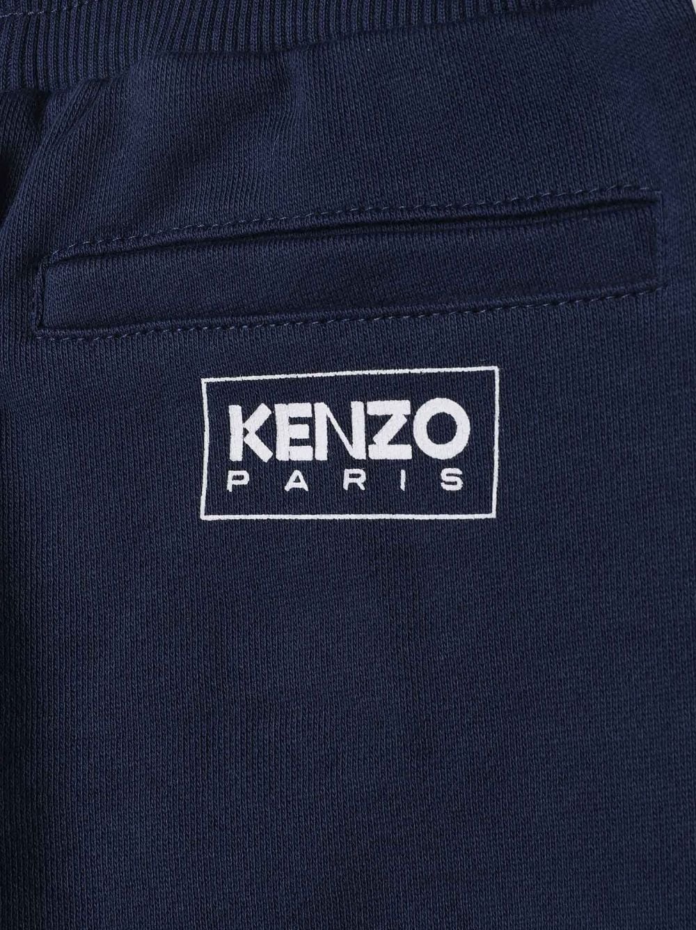 Shop Kenzo Logo-print Cotton Track Pants In Blue