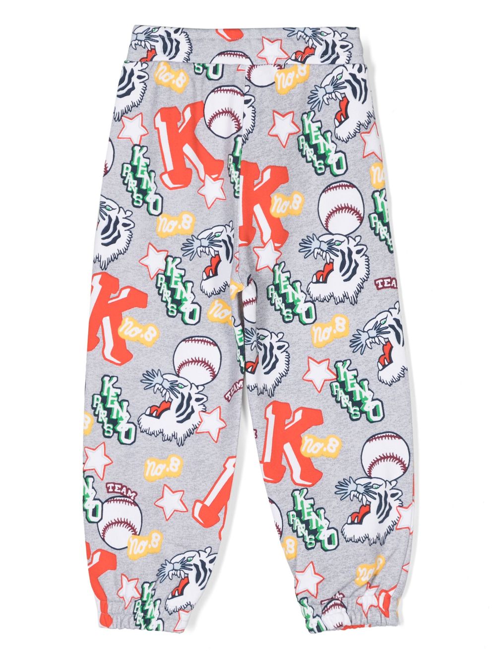 Shop Kenzo Graphic-print Cotton Track Pants In Grey