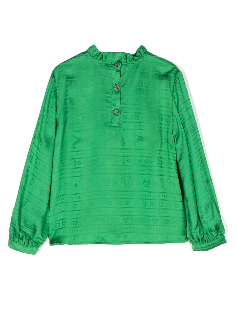 Shop Kenzo Long-sleeve Patterned-jacquard Blouse In Green