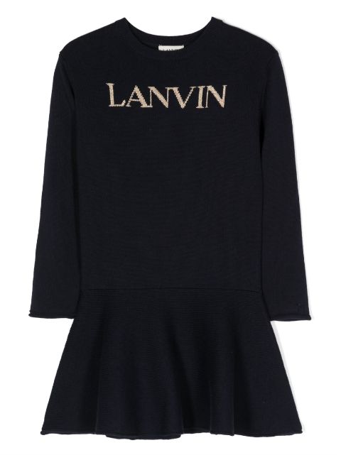 Lanvin Enfant intarsia-logo fine-knit dress