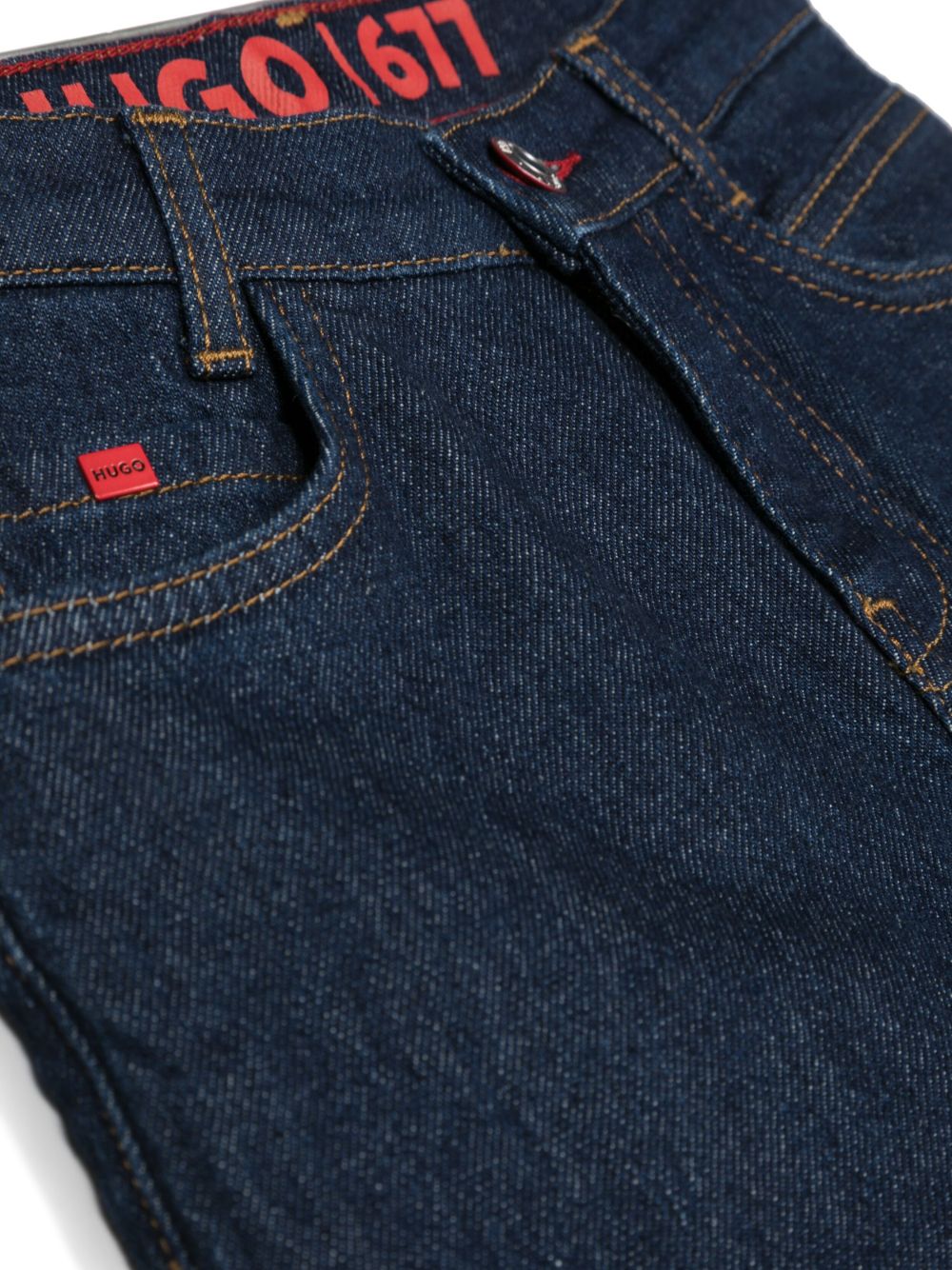 Shop Hugo Straight-leg Dark-wash Jeans In Blue