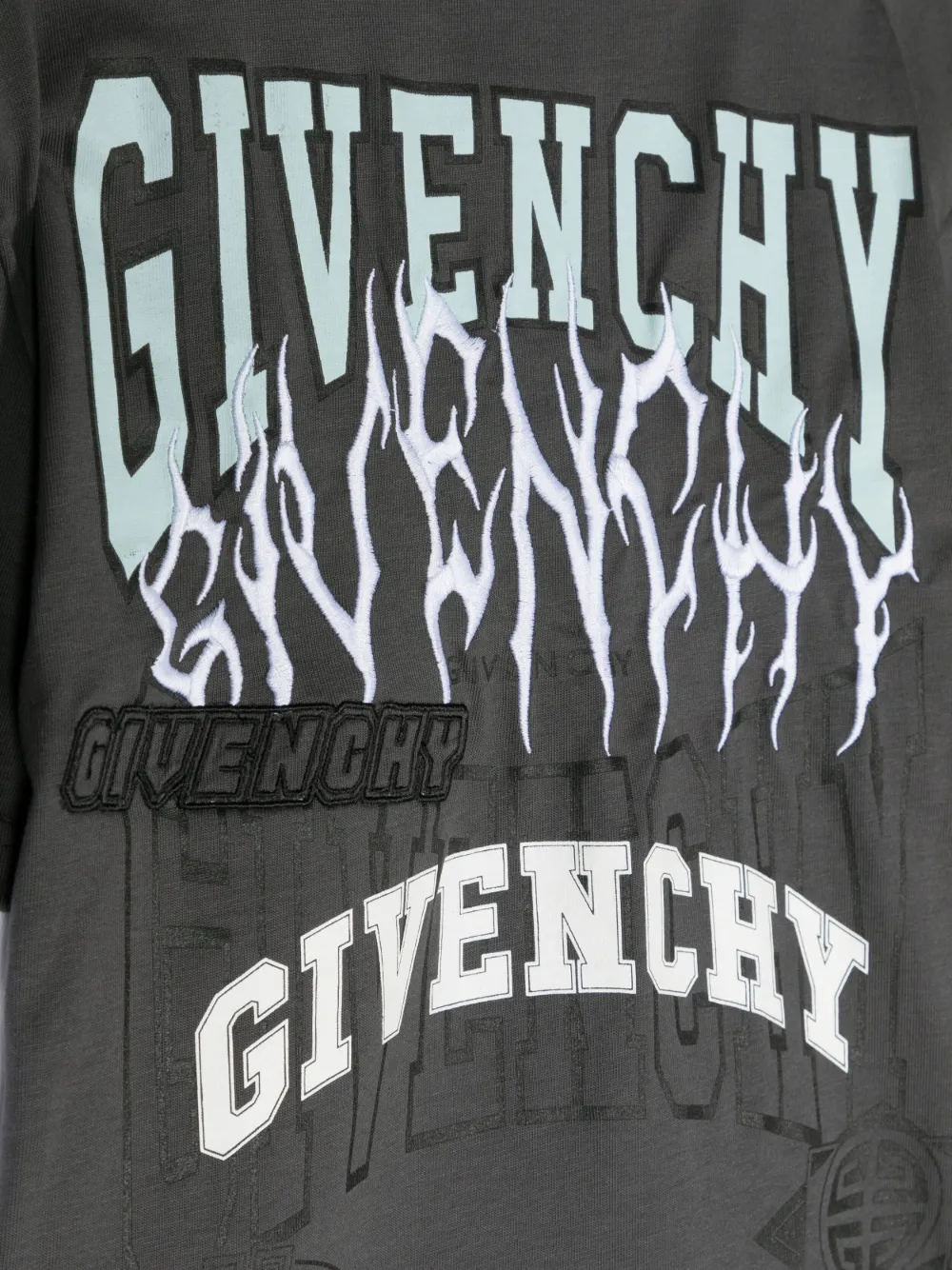 Givenchy Logo-print Multi-panel Top In Grey