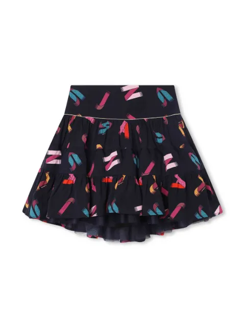 Lanvin Enfant logo-print tiered full skirt