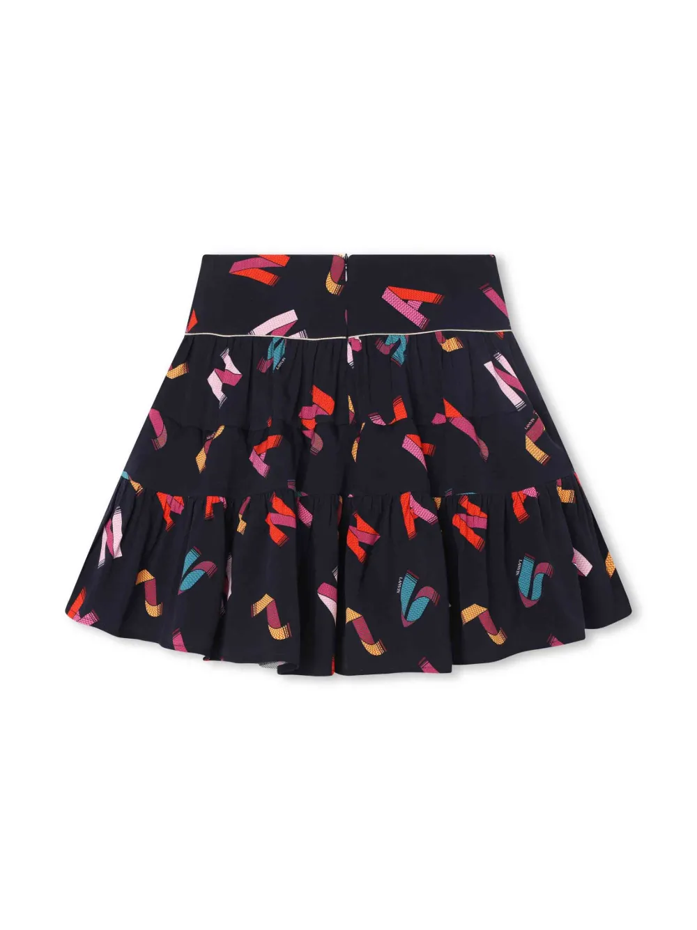 Lanvin Enfant logo-print tiered full skirt - Blauw