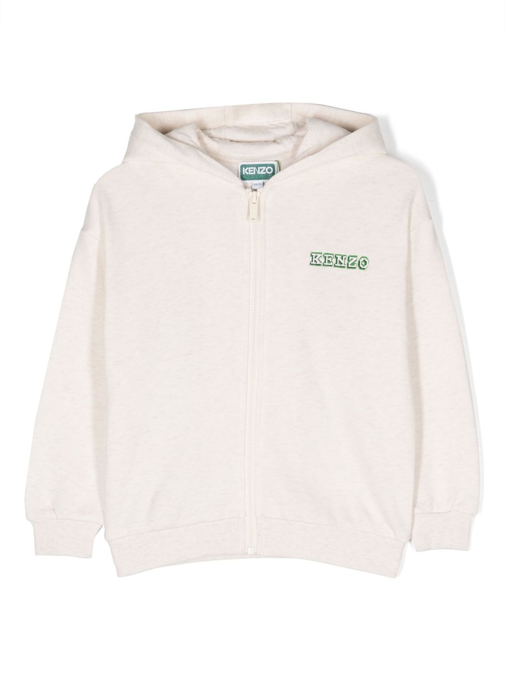 Kenzo Kids logo-embroidered zip-up hoodie - Neutrals