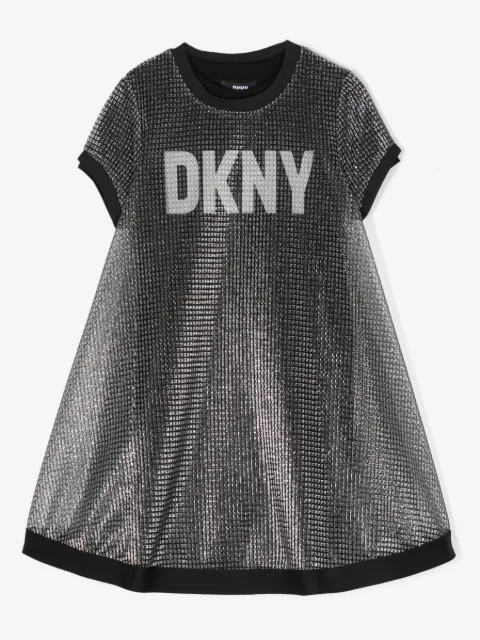 Dkny Kids logo-print mesh-overlay minidress