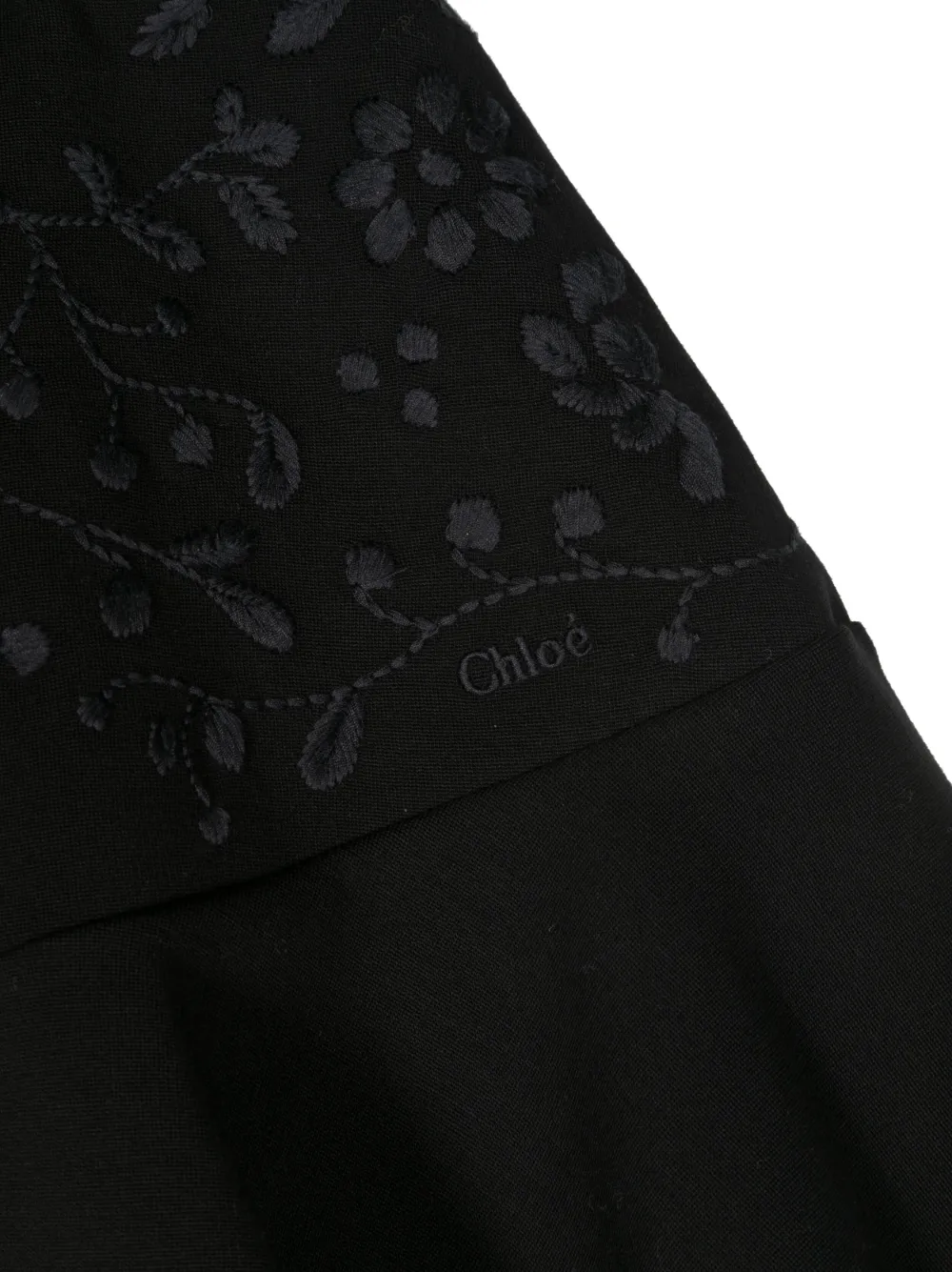 Shop Chloé Logo-embroidered Flared Skirt In Black