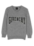 Givenchy Kids logo-appliqué marl-knit jumper - Grey