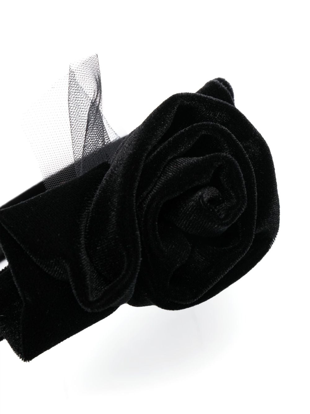 Shop Monnalisa Floral-appliqué Headband In Black