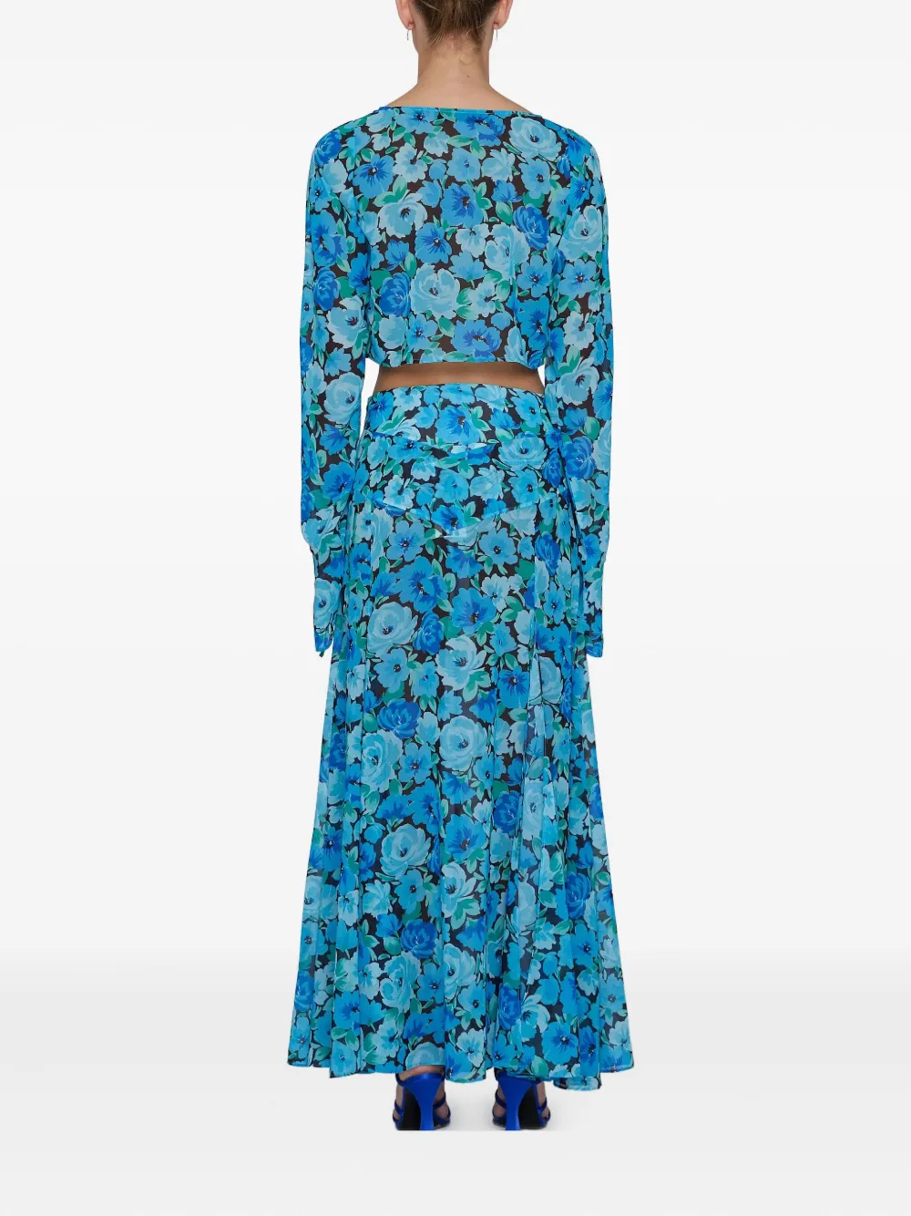 Rotate Birger Christensen Floral Midi Skirt In Blue