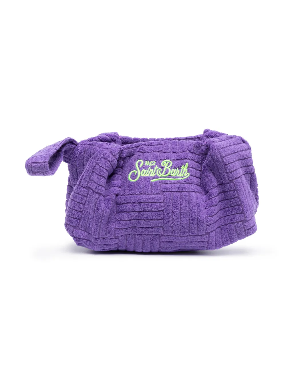 Mc2 Saint Barth Kids' Embroidered-logo Terry-cloth Pouch In Purple