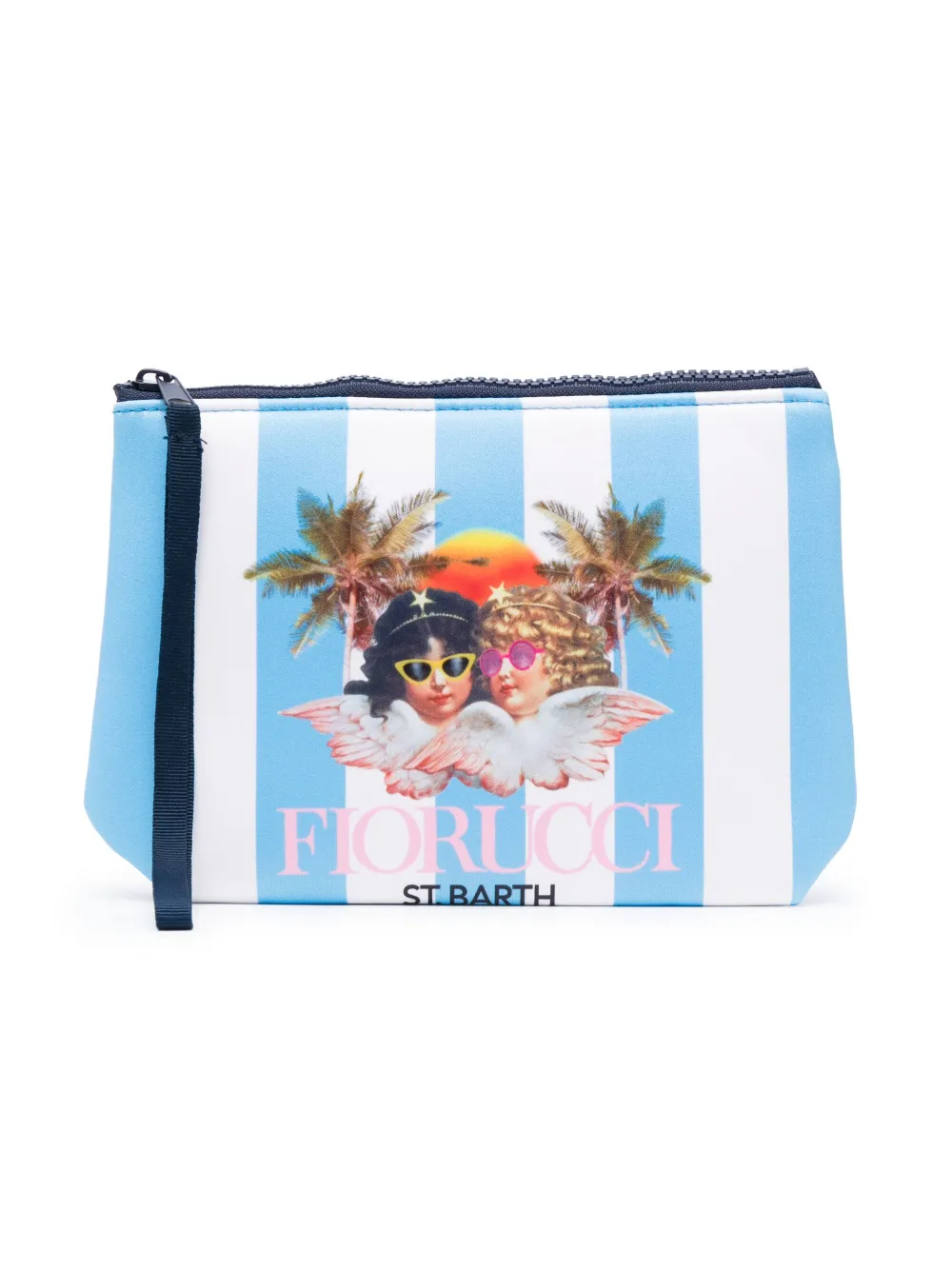 Mc2 Saint Barth Kids' Graphic-print Striped Bag In Blue