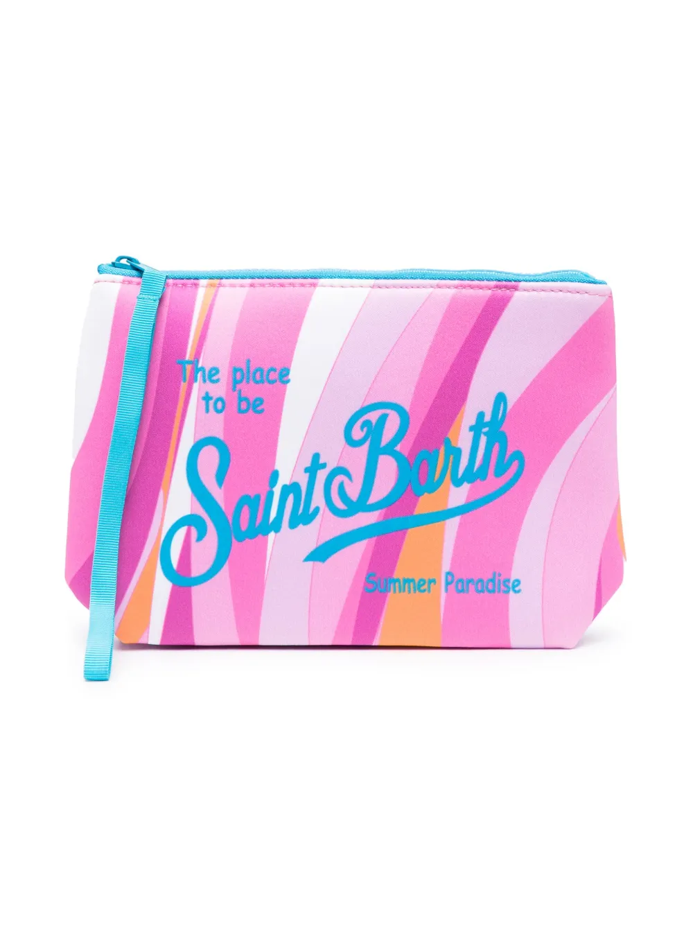 Mc2 Saint Barth Kids' Logo-print Zip-up Bag In Pink