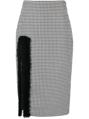 High waisted houndstooth pencil cheap skirt