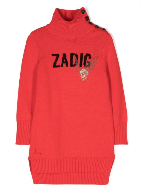 Zadig & Voltaire Kids high-neck knitted dress