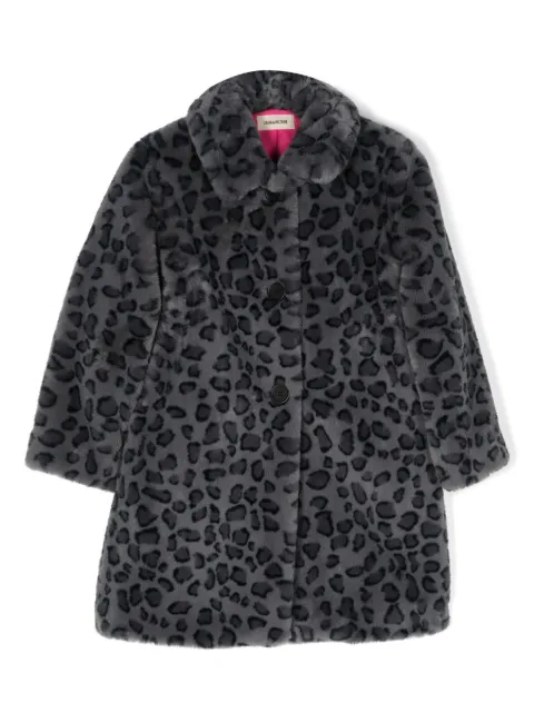 Zadig & Voltaire Kids leopard-print faux-fur coat