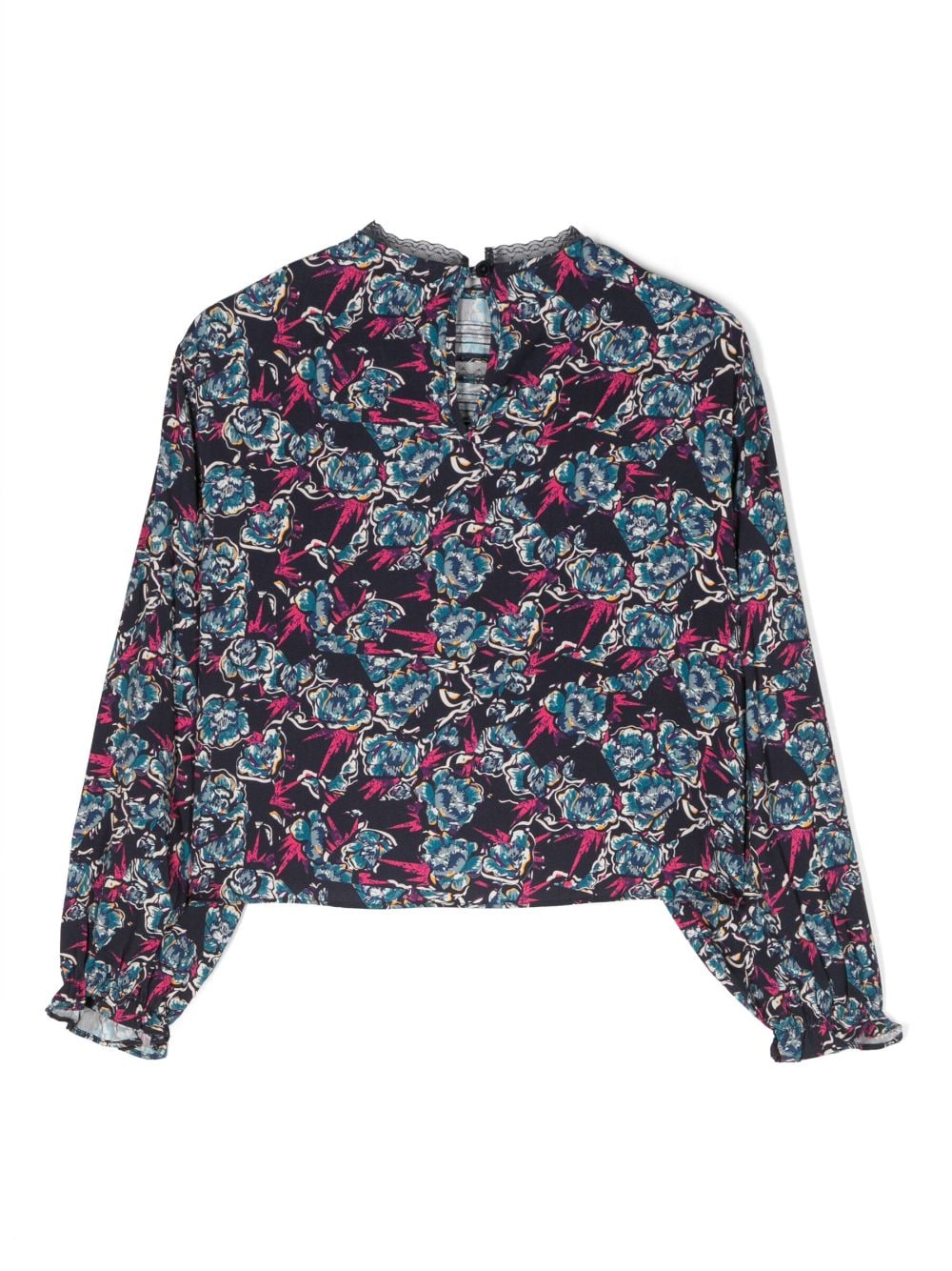 Zadig & Voltaire Kids Shirt met bloemenprint - Blauw