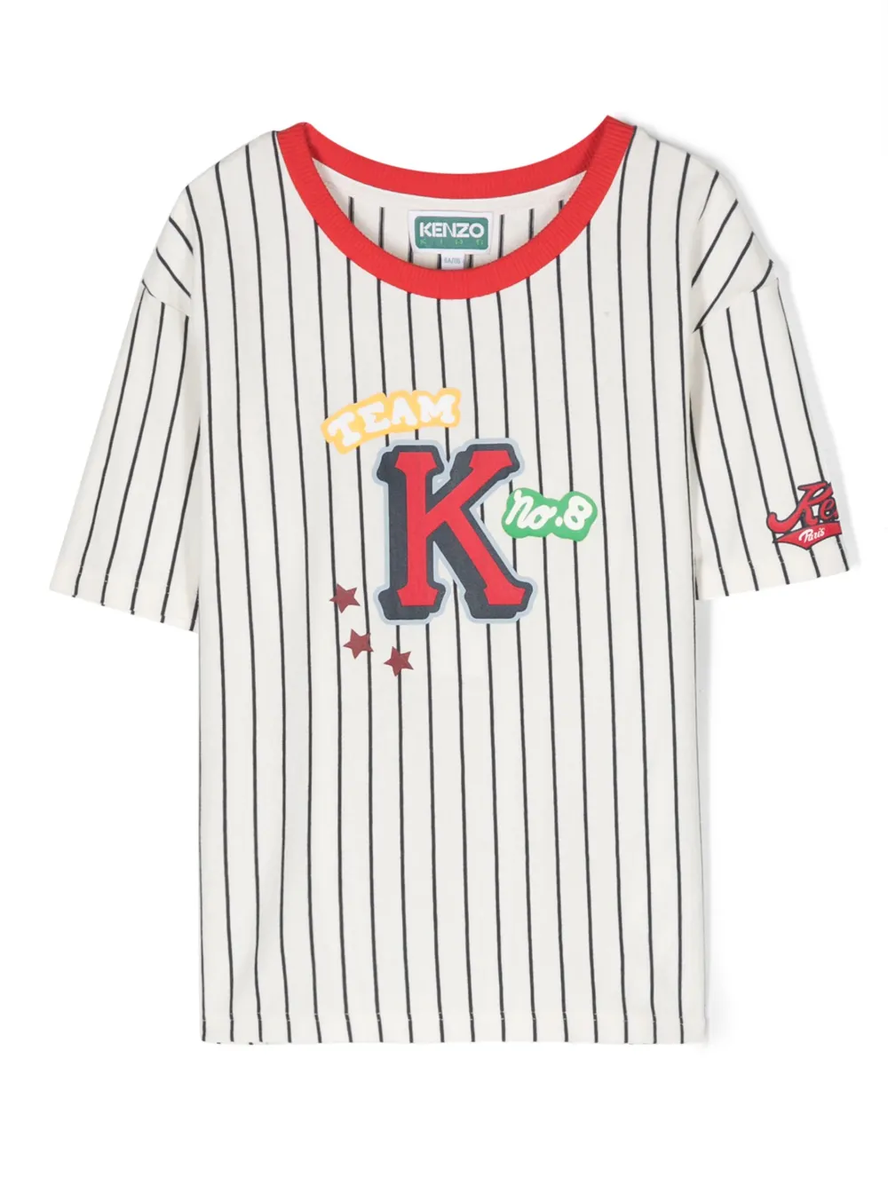 Kenzo Kids logo-appliqué striped T-shirt - White