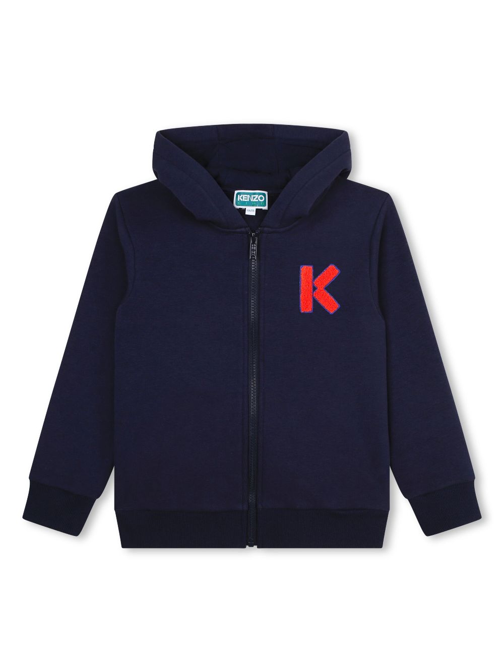 Kenzo Kids logo-patch zip-up hoodie - Blue