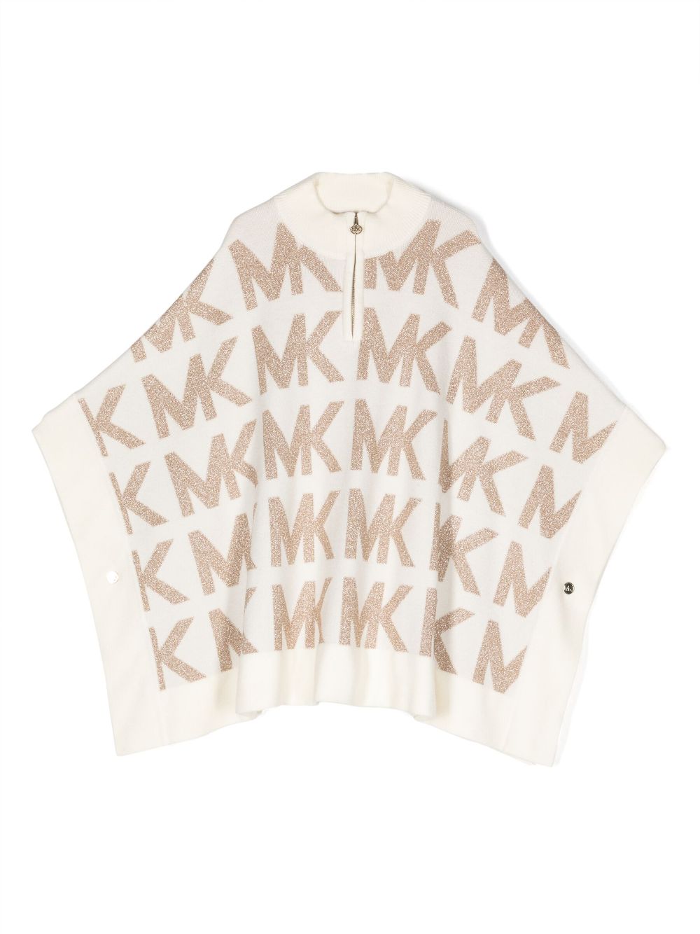 Michael Kors Kids logo intarsia-knit half-zip cape - Neutrals