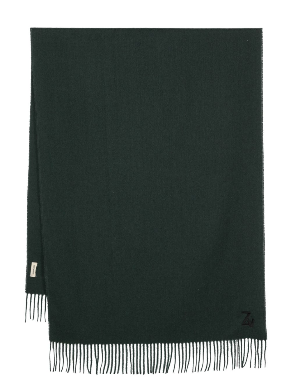 Zadig & Voltaire Kids logo-embroidered fringed-edge scarf - Green