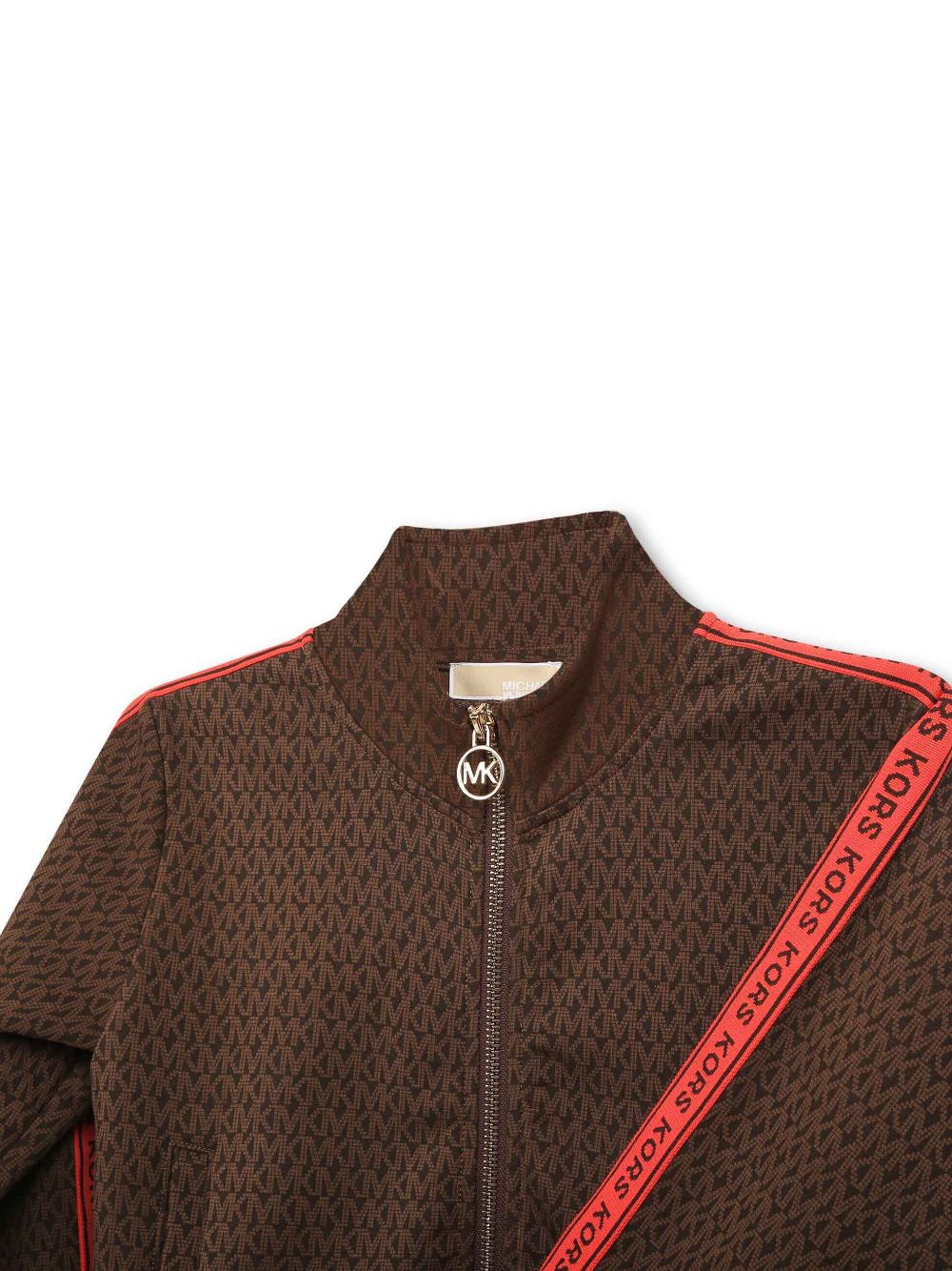 Shop Michael Kors Monogram-print Zip-up Sweatshirt In Chocolate Brown