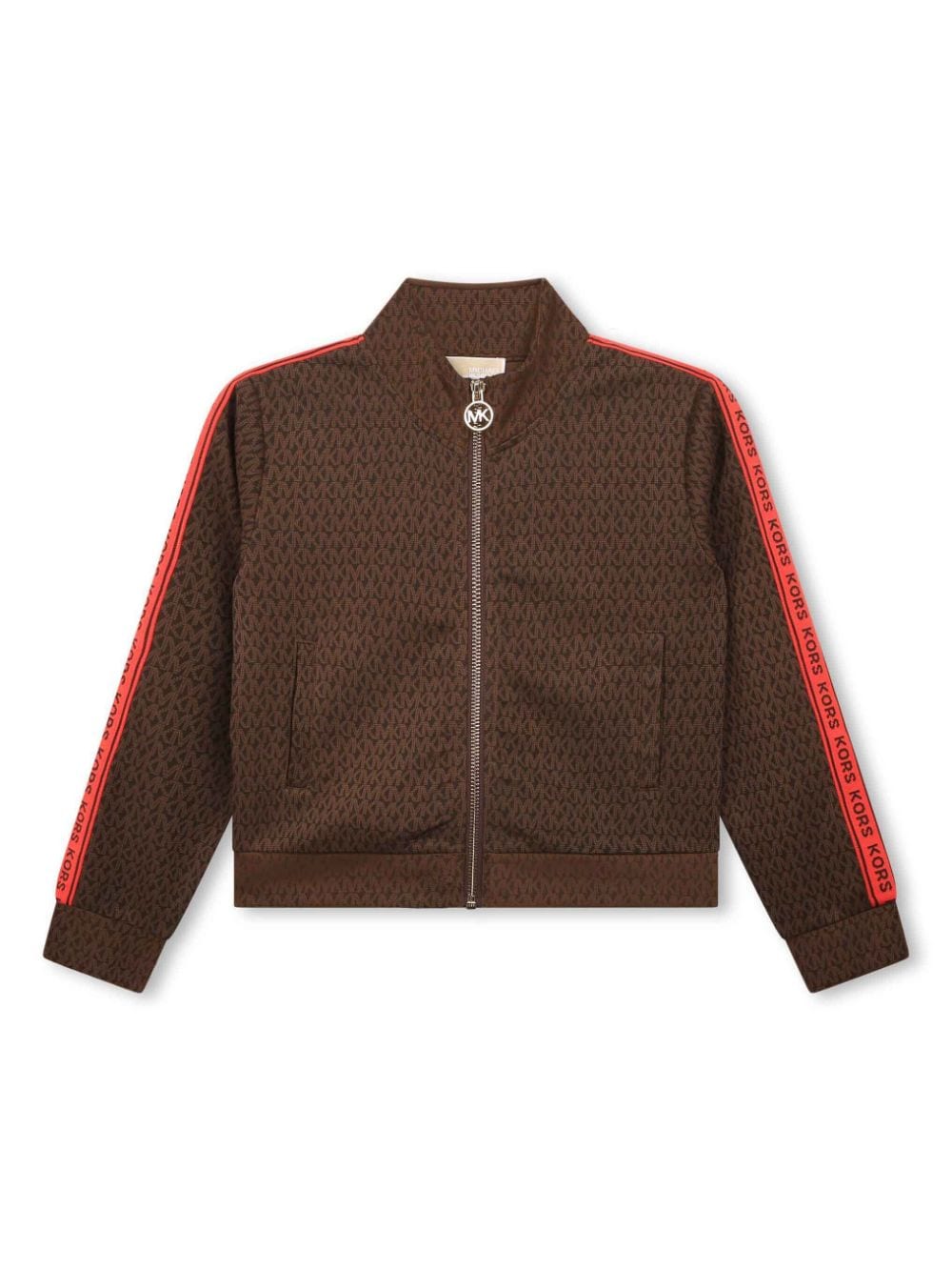 Michael Kors Kids' Monogram-print Zip-up Sweatshirt In Chocolate Brown