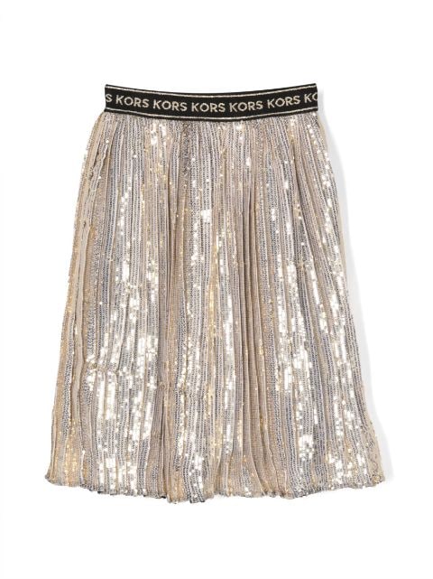Michael Kors Kids logo-waistband sequin pleated skirt