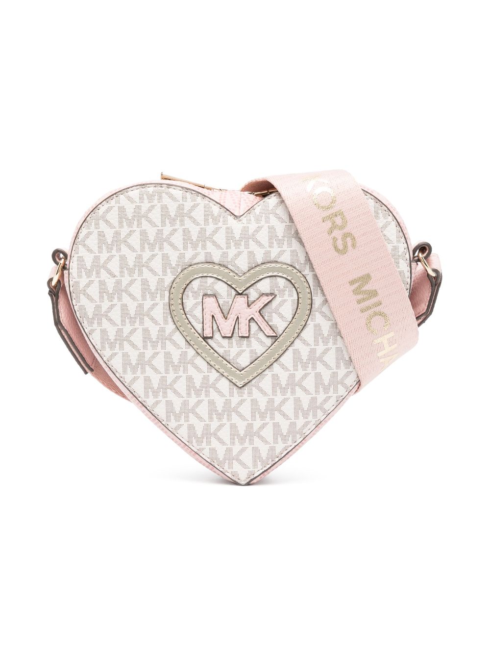 Michael Kors Kids' Heart-shaped Monogram-print Crossbody Bag In Pink