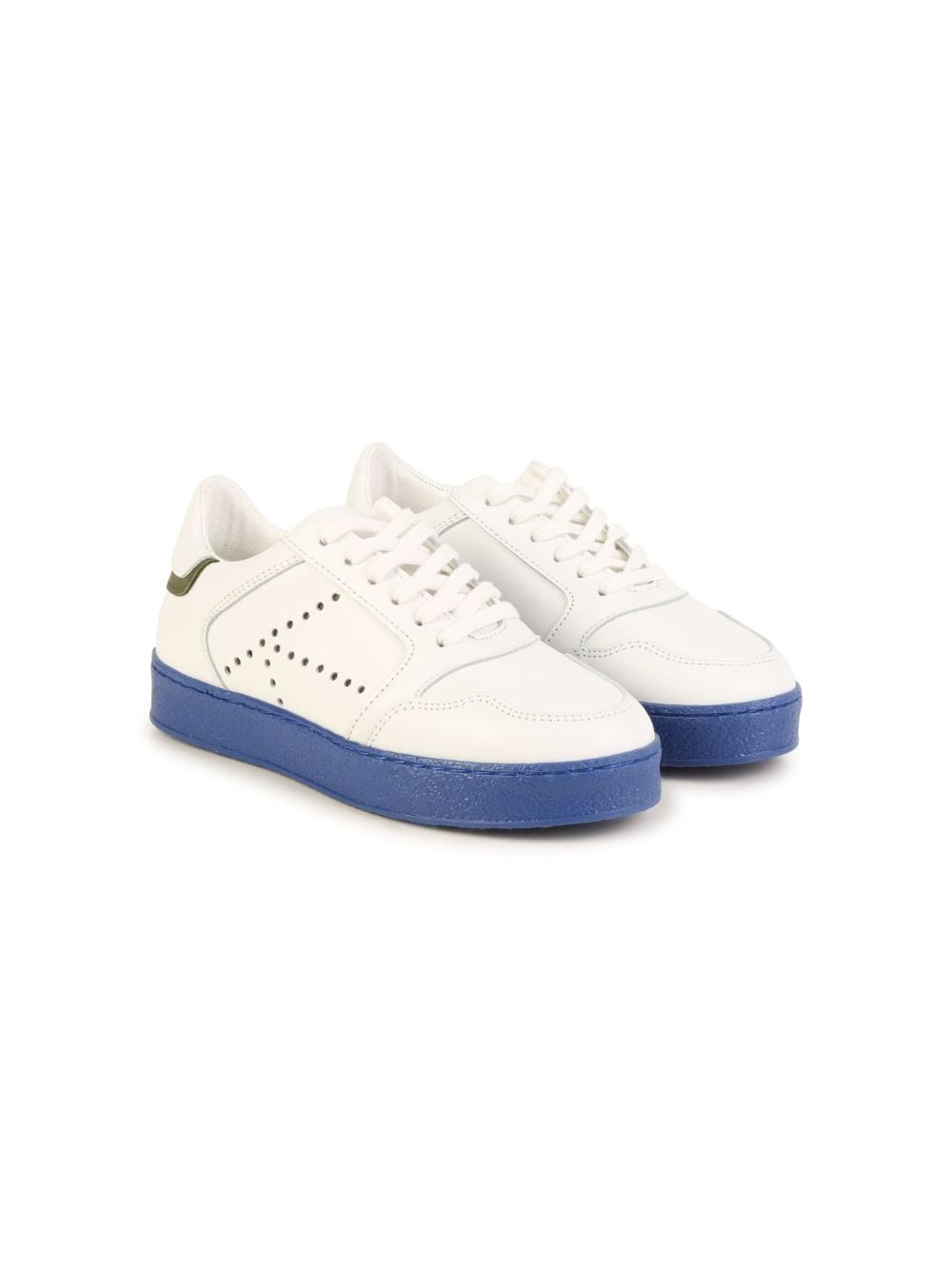 Kenzo Kids nappa-leather lace-up sneakers - White