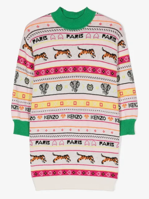 Kenzo Kids intarsia-logo knitted dress