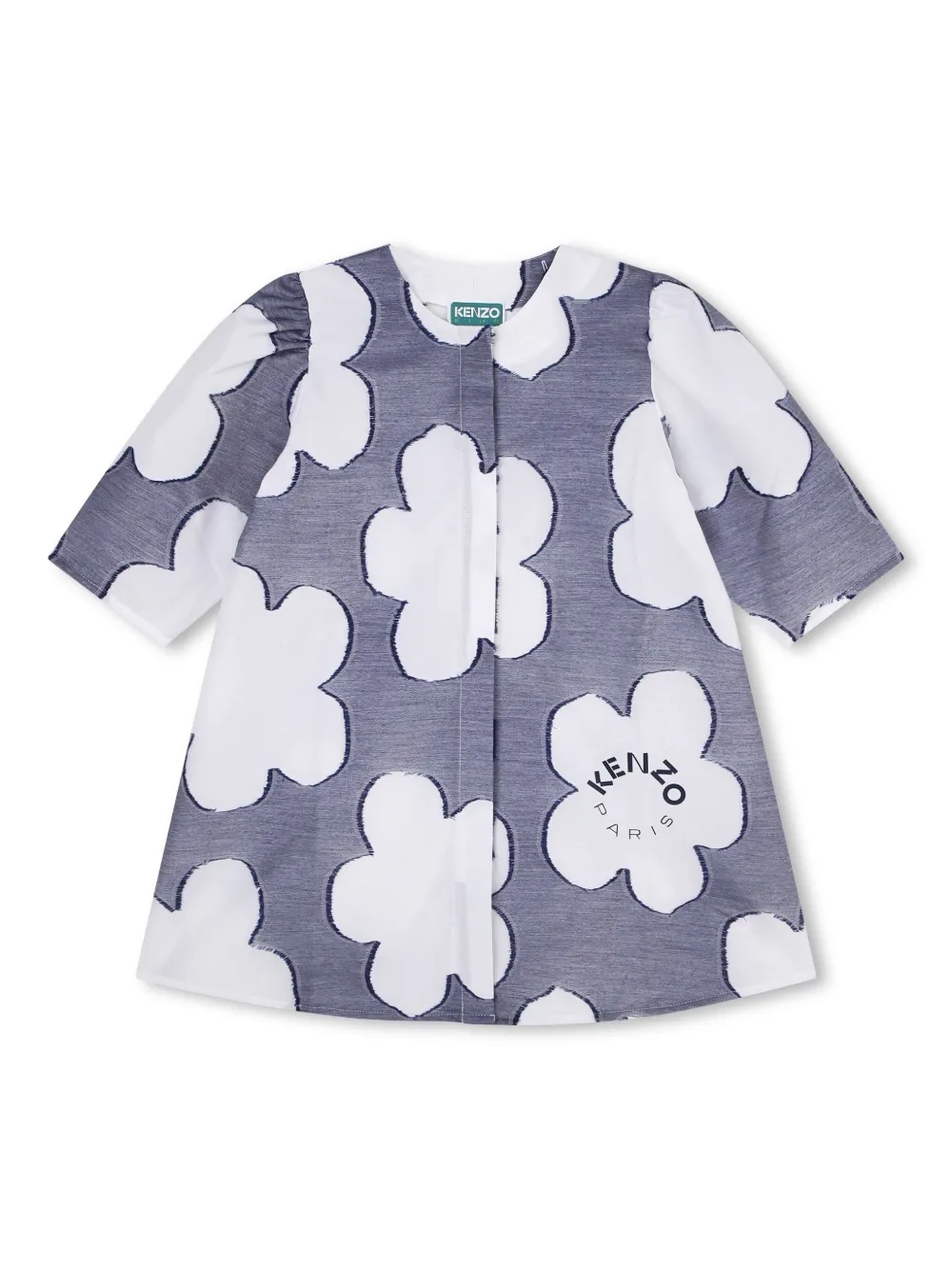Kenzo Kids floral-print short-sleeve Dress | Blue | FARFETCH
