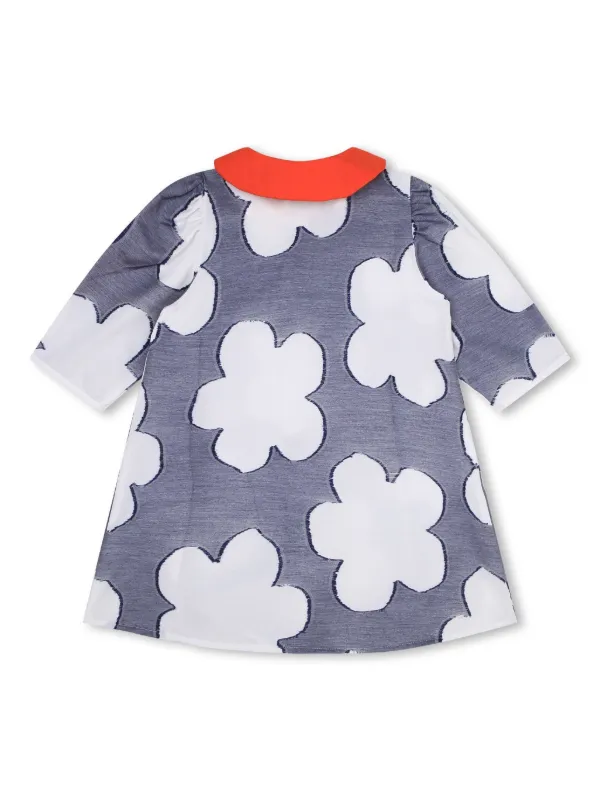 【KENZO】Workwear Dress/追跡可能/全国送料無料 Kenzo Kids floral-print short-sleeve Dress | Blue | FARFETCH