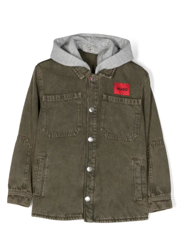 Kids hooded denim sales jacket