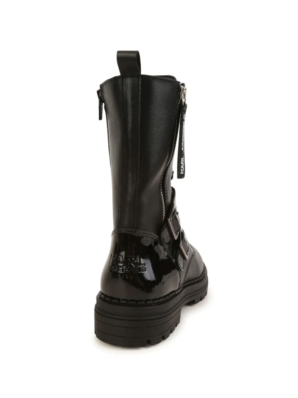 Shop Karl Lagerfeld Logo-lettering Leather Boots In Black