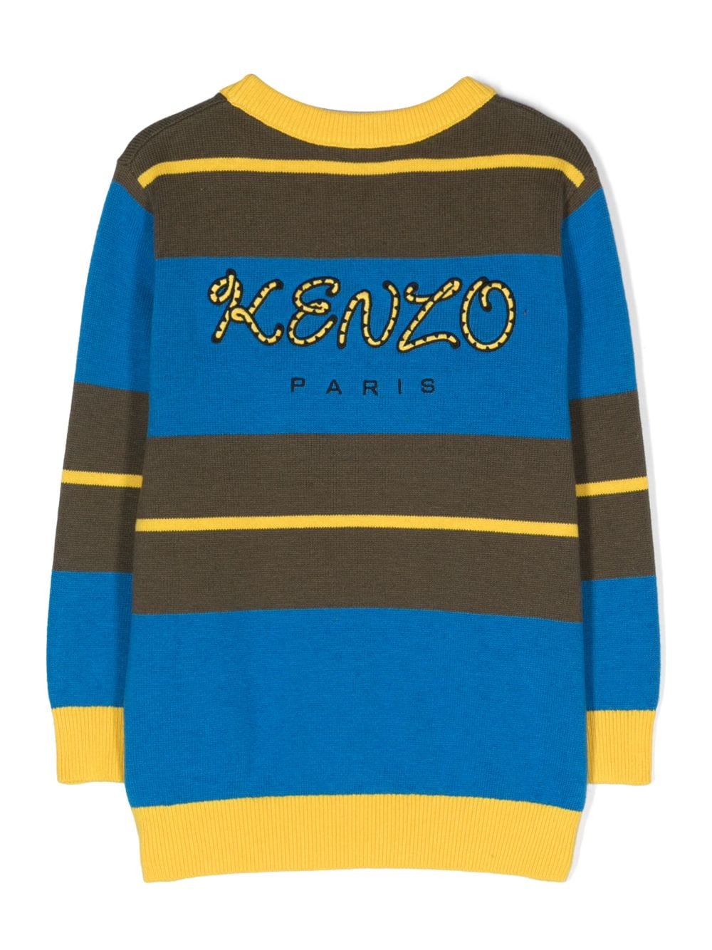 Shop Kenzo Logo-embroidered Striped Jumper In Blue