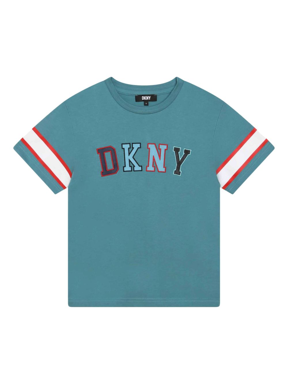 Dkny Kids logo-patch organic cotton T-shirt - Blue