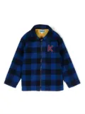 Kenzo Kids logo-embroidered checked wool jacket - Blue