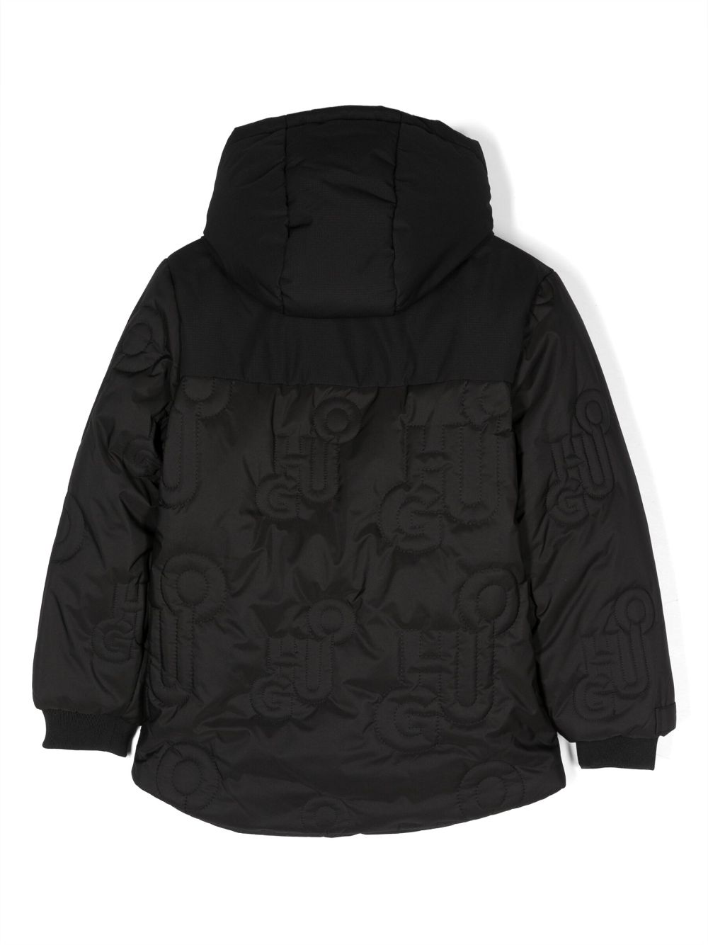Shop Hugo Logo-patch Padded Hooded Jacket In Black