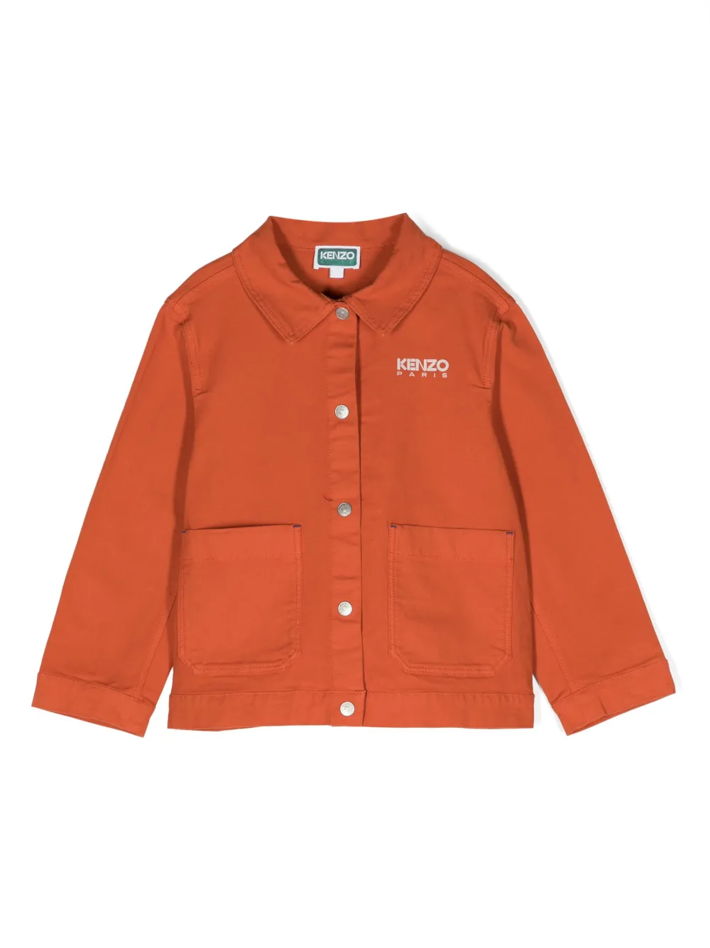 Shop Kenzo Tiger-print Canvas Jacket In Orange