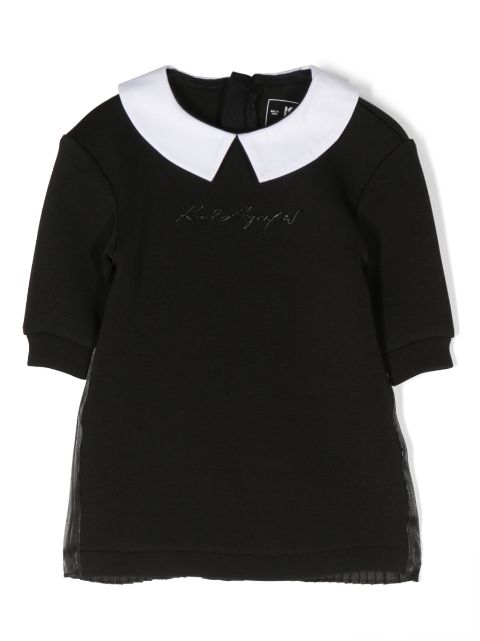 Karl Lagerfeld Kids logo-embroidered bib-collar dress