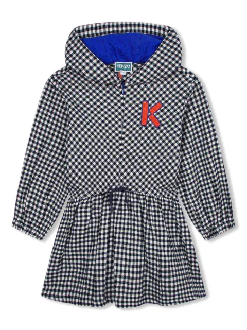 Kenzo Kids check-print hooded dress 